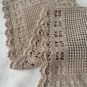 Elegant Crochet Table Runner in Beige Handmade New 100% cotton